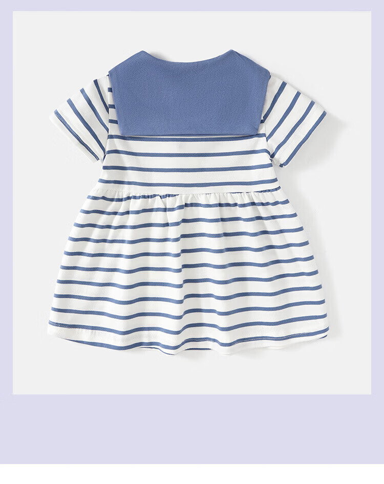 FADOBABY Girls' Navy Collar Striped Short Sleeve Summer Dress Newborn Toddler Cotton Princess Dress Summer 21